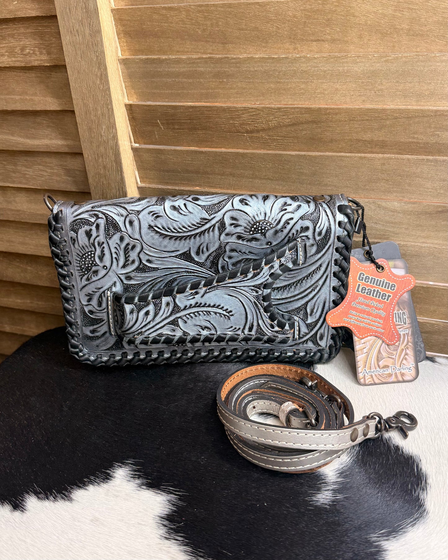 Silver Tooled Clutch Crossbody