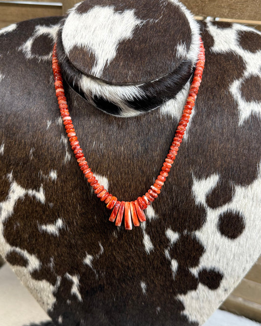 Red Spiny Shell Necklace 16”