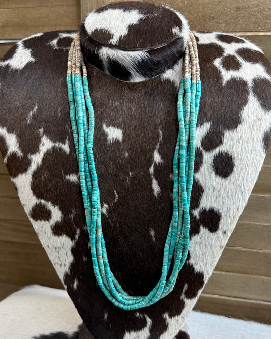 Turquoise Shell 28” Sterling Necklace *Native