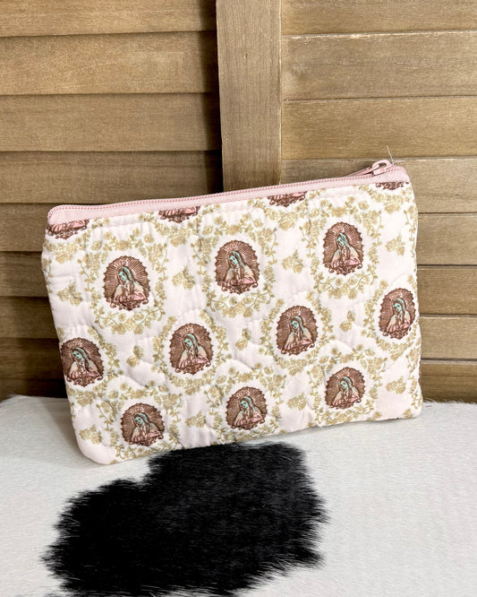 Lady of Guadalupe Rose Quilted Pouch Bag