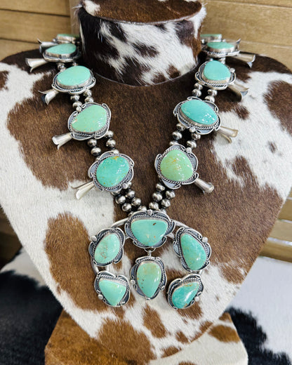 Gilbert Nez Emerald Valley Squash Blossom Statement Necklace *Native