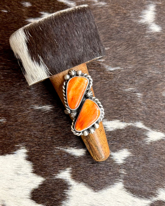 2 Stone Spiny Adjustable Ring *Native