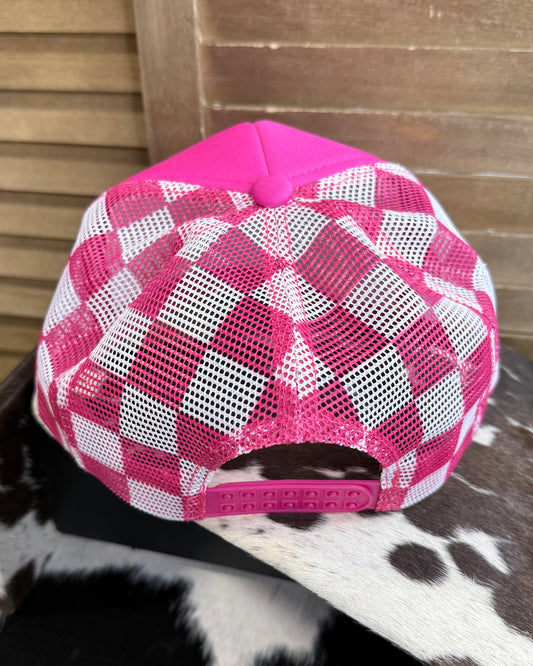 Cowgirl Summer Checkered Trucker Cap