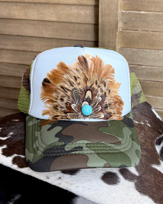 Camo Cutie Feather Trucker Cap