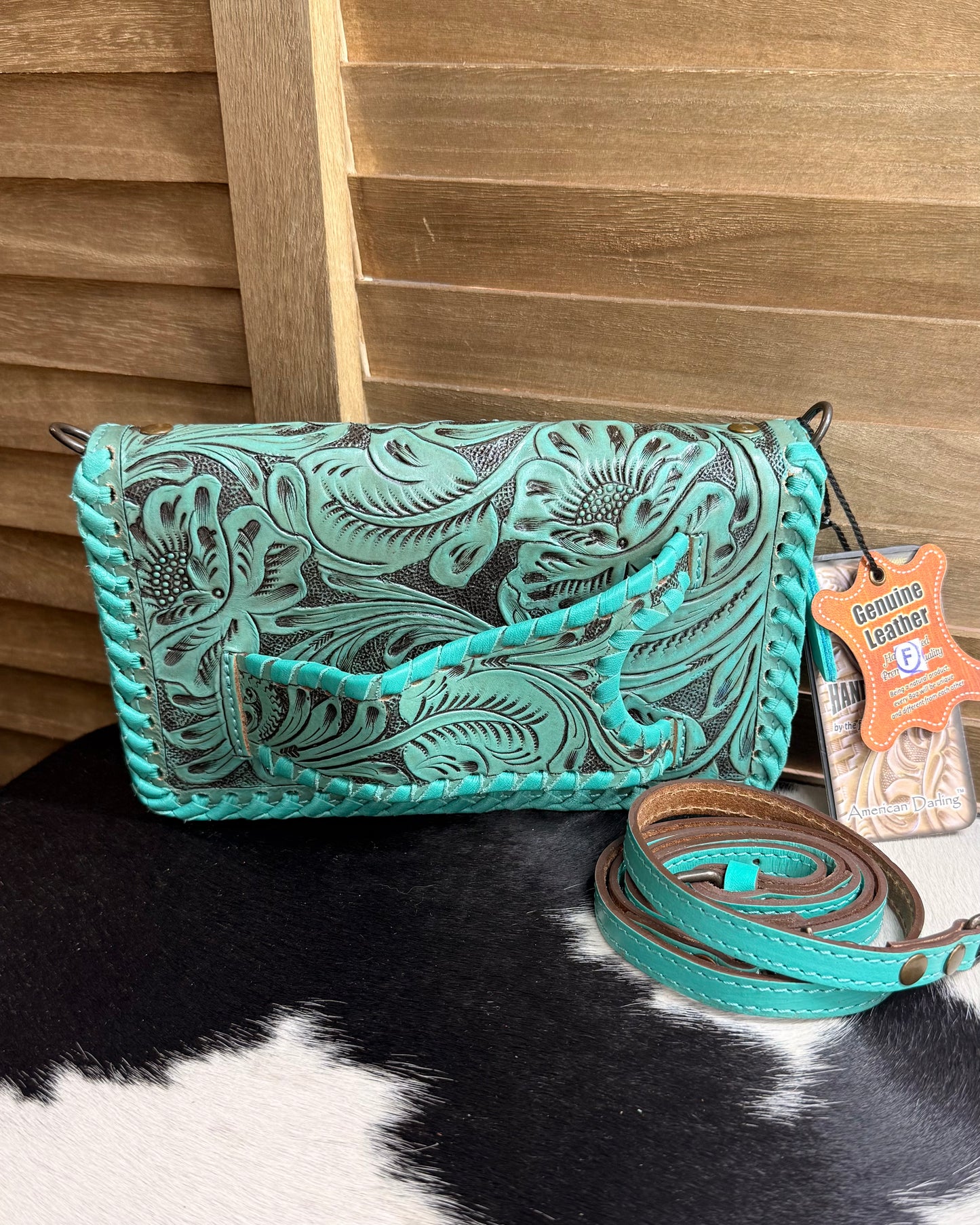 Turquoise Tooled Clutch Crossbody