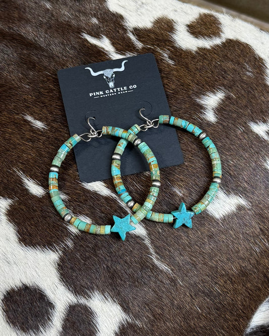 Star Heishi Hoops *Green