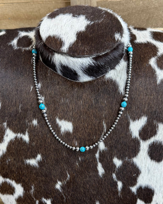 Turquoise Sterling Pearl Stacker