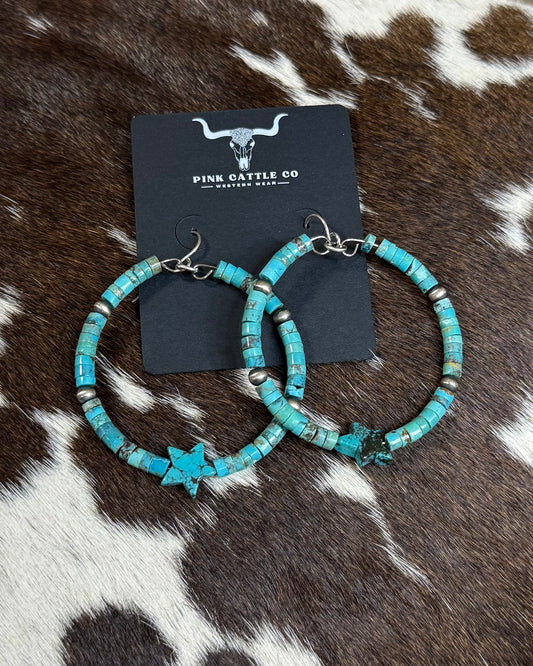 Star Heishi Hoops *Blue
