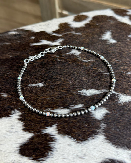 Opal Sterling Anklet 11”