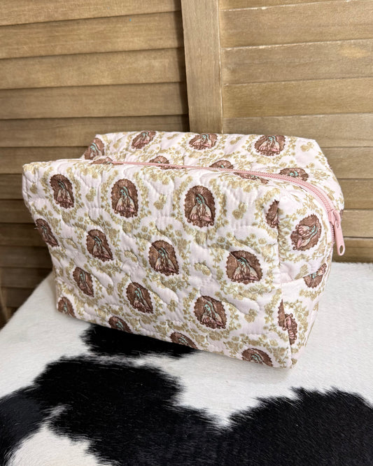 Lady of Guadalupe Rose Quilted Toiletry Bag