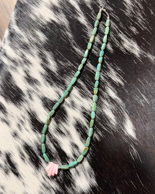 17” Pink & Green Turquoise Stacker *Native Strung
