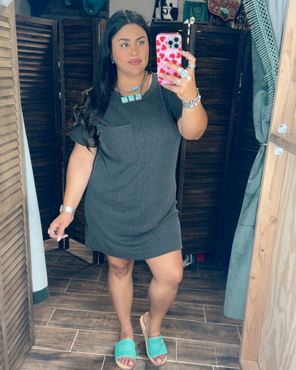 Gray Ribbed Dress
