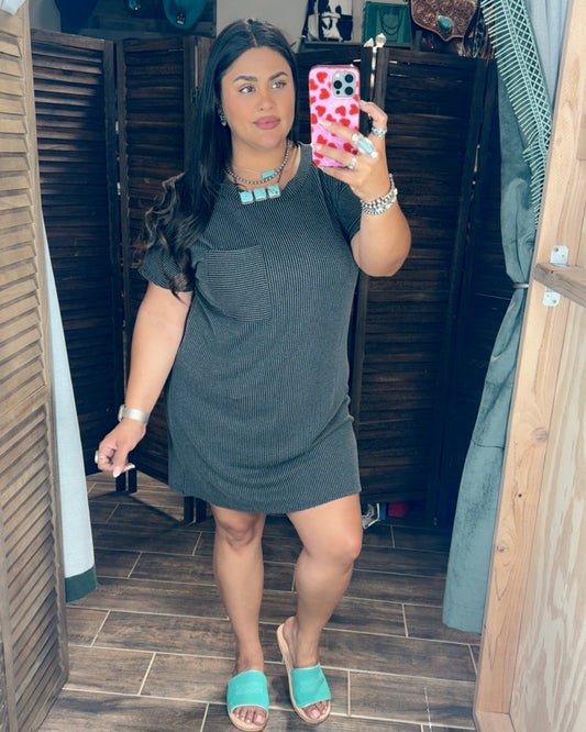 Gray Ribbed Dress