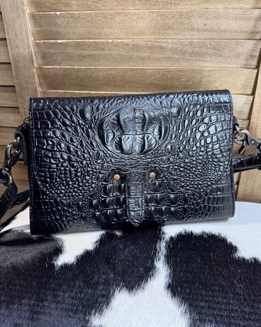 Black AD Caiman Crossbody