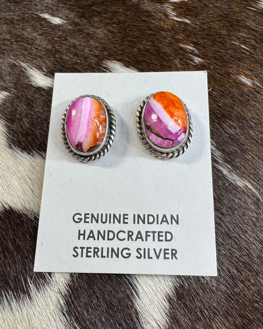 Sheryl Kee Orange Dahlia Studs