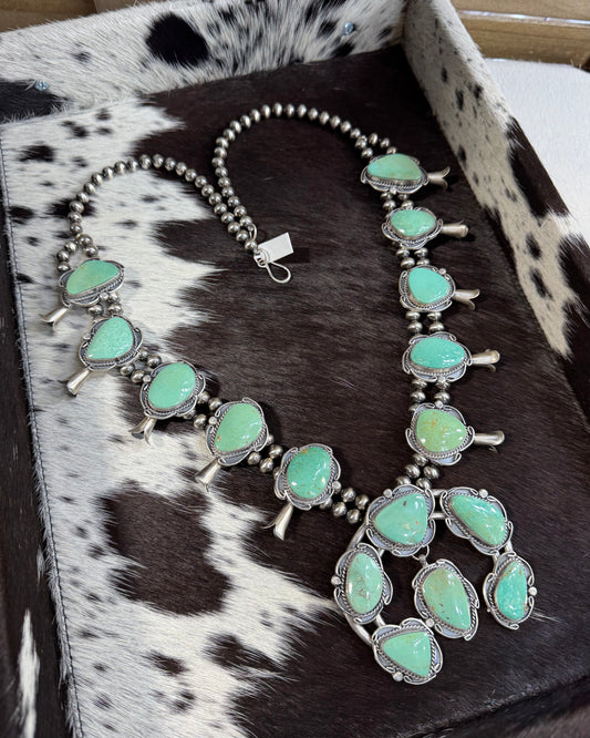 Gilbert Nez Emerald Valley Squash Blossom Statement Necklace *Native