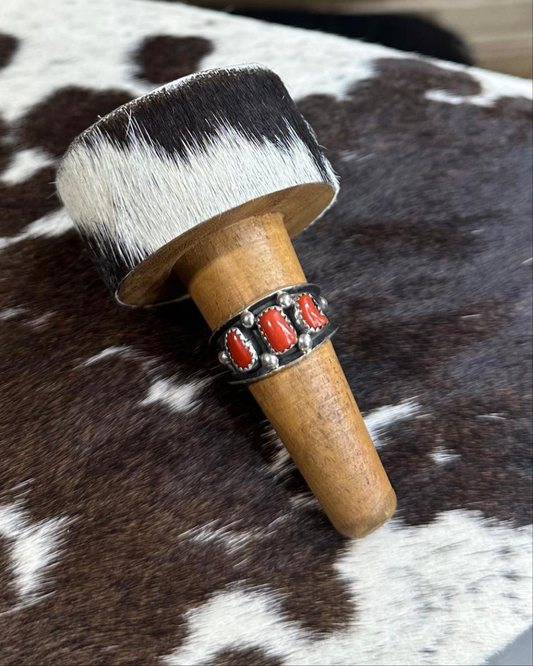 Reed Charley Coral 3 Stone Ring *Native