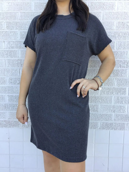 Gray Ribbed Dress