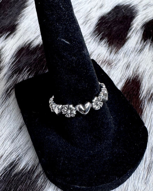 Heart & Flower Stacker Ring