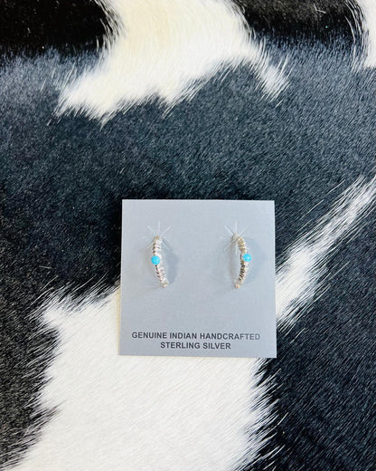 Mini Turquoise Stone Hoops