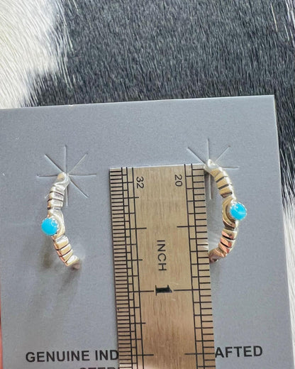 Mini Turquoise Stone Hoops