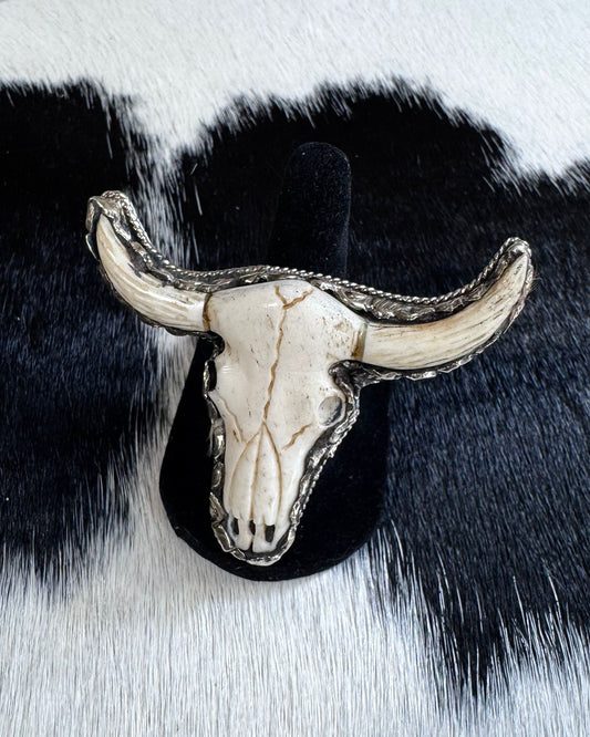 Carved Bone Longhorn Ring *Adjustable