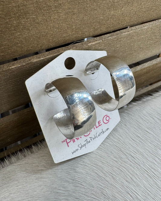 Sterling Thick Half Hoops