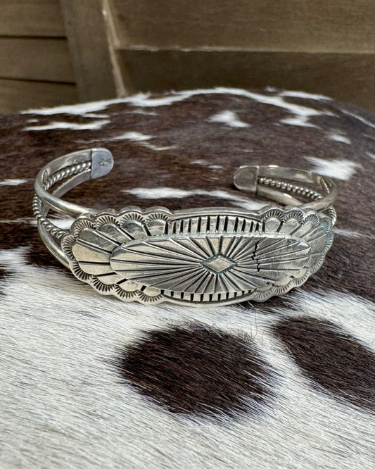 Sterling Silver Concho Cuff *Native