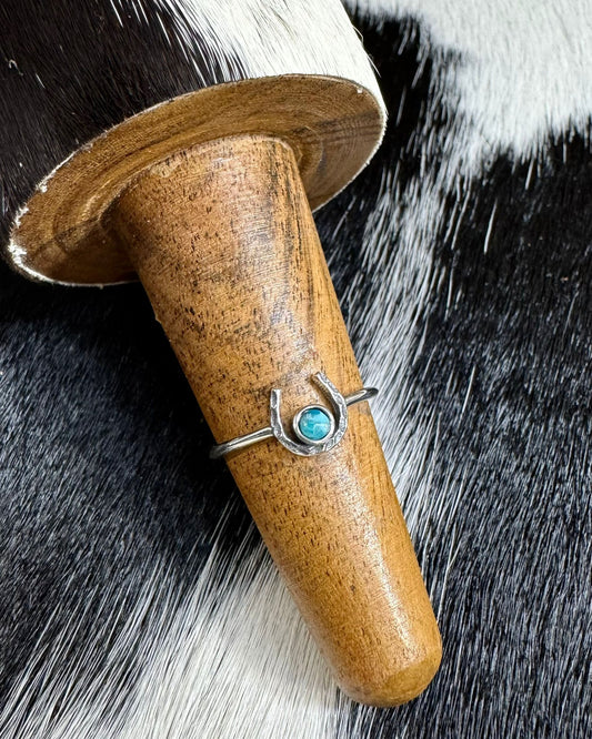 Simple Turquoise Horseshoe Ring