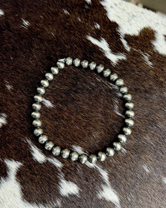 8” 6mm Stretch Sterling Pearl Bracelet