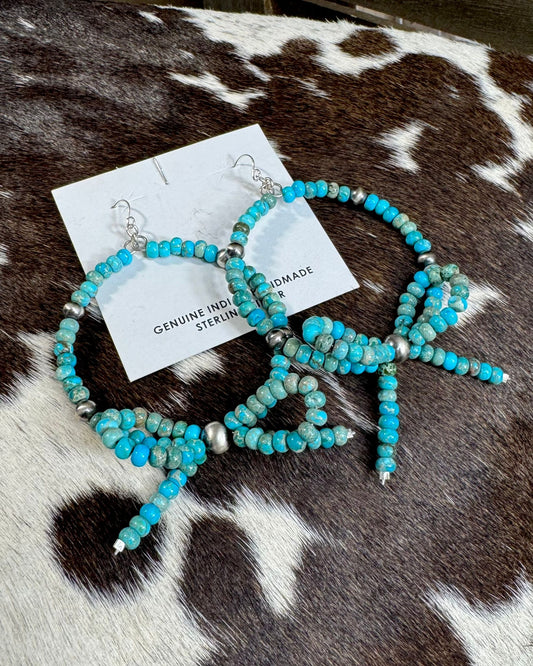 Turquoise Pearl Bow Earrings