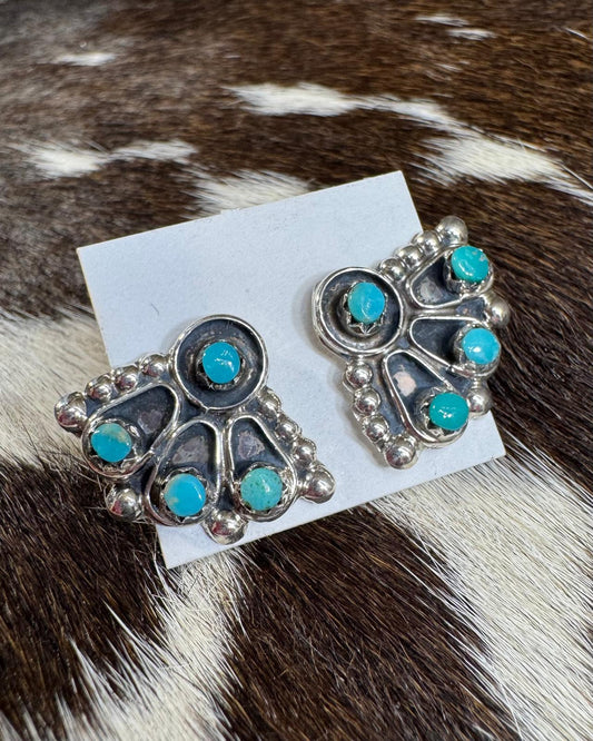 Joan Cheama Turquoise Fan Studs *Native