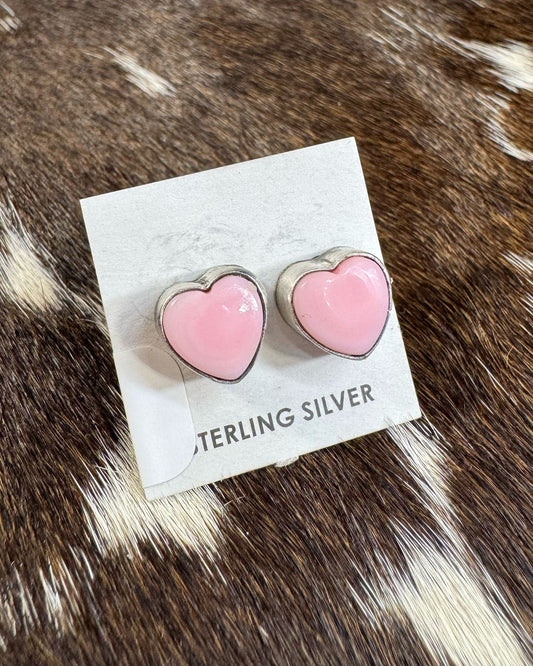Johnny Dixon Pink Conch Heart Studs *Native