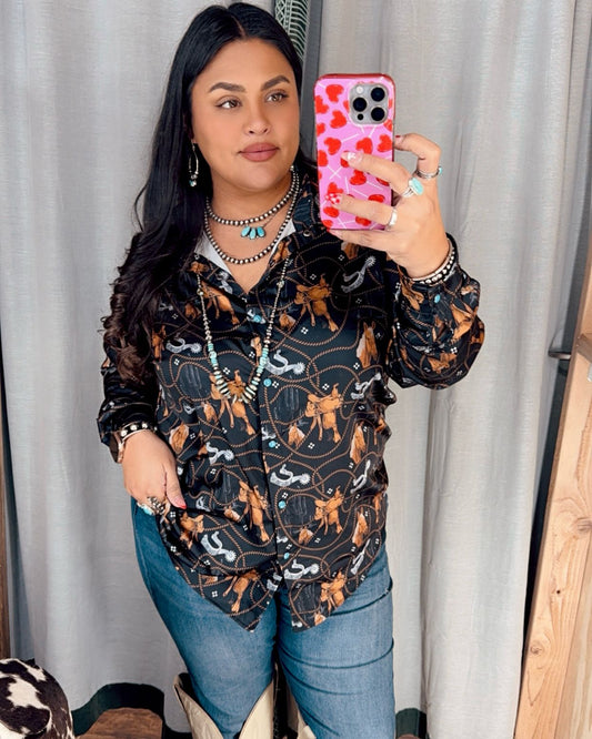 Satin Saddle Button Up