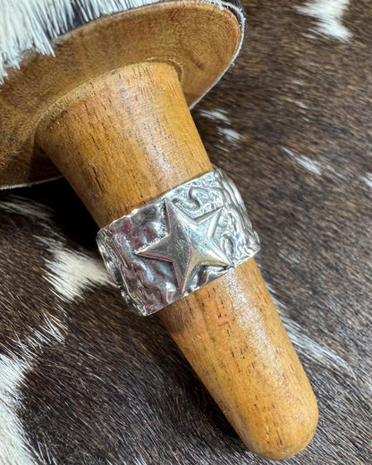 Multi Pattern Sterling Thick Band Ring