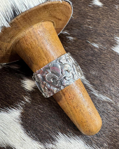 Multi Pattern Sterling Thick Band Ring