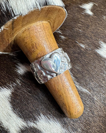 Multi Pattern Sterling Thick Band Ring
