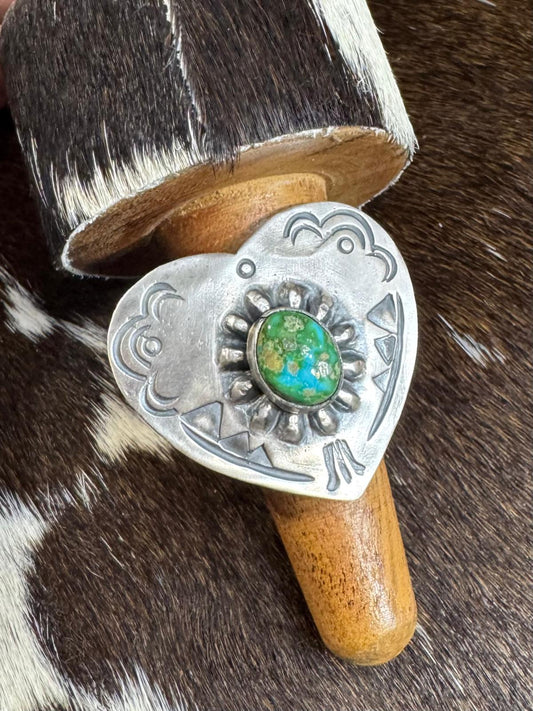 Leroy James Sterling Sonoran Gold Heart Ring *Native