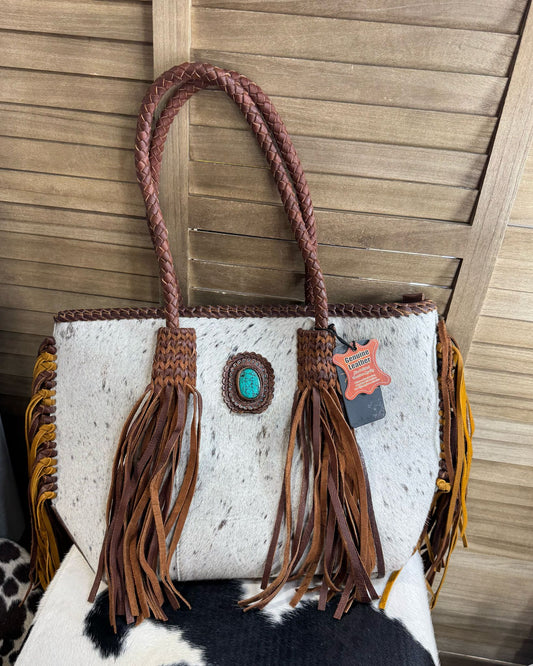 Cowhide AD Stone Shoulder Bag