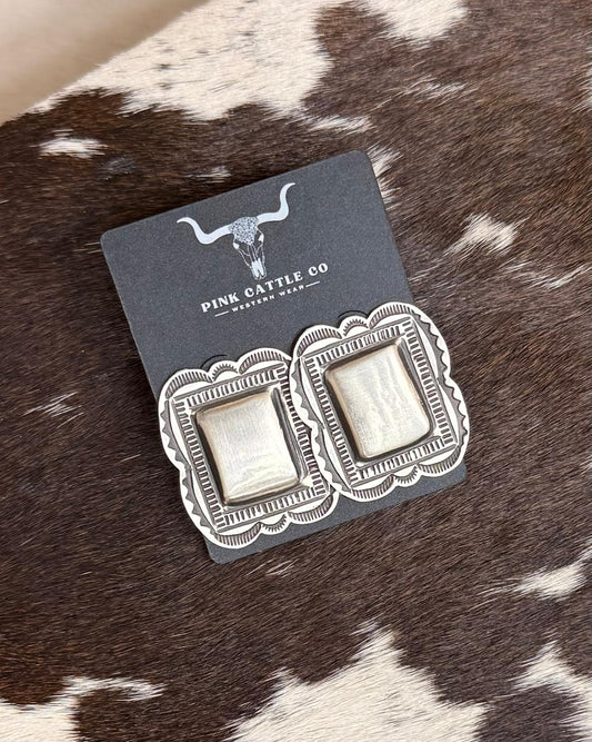 Leander Tahe Sterling Square Earrings *Native