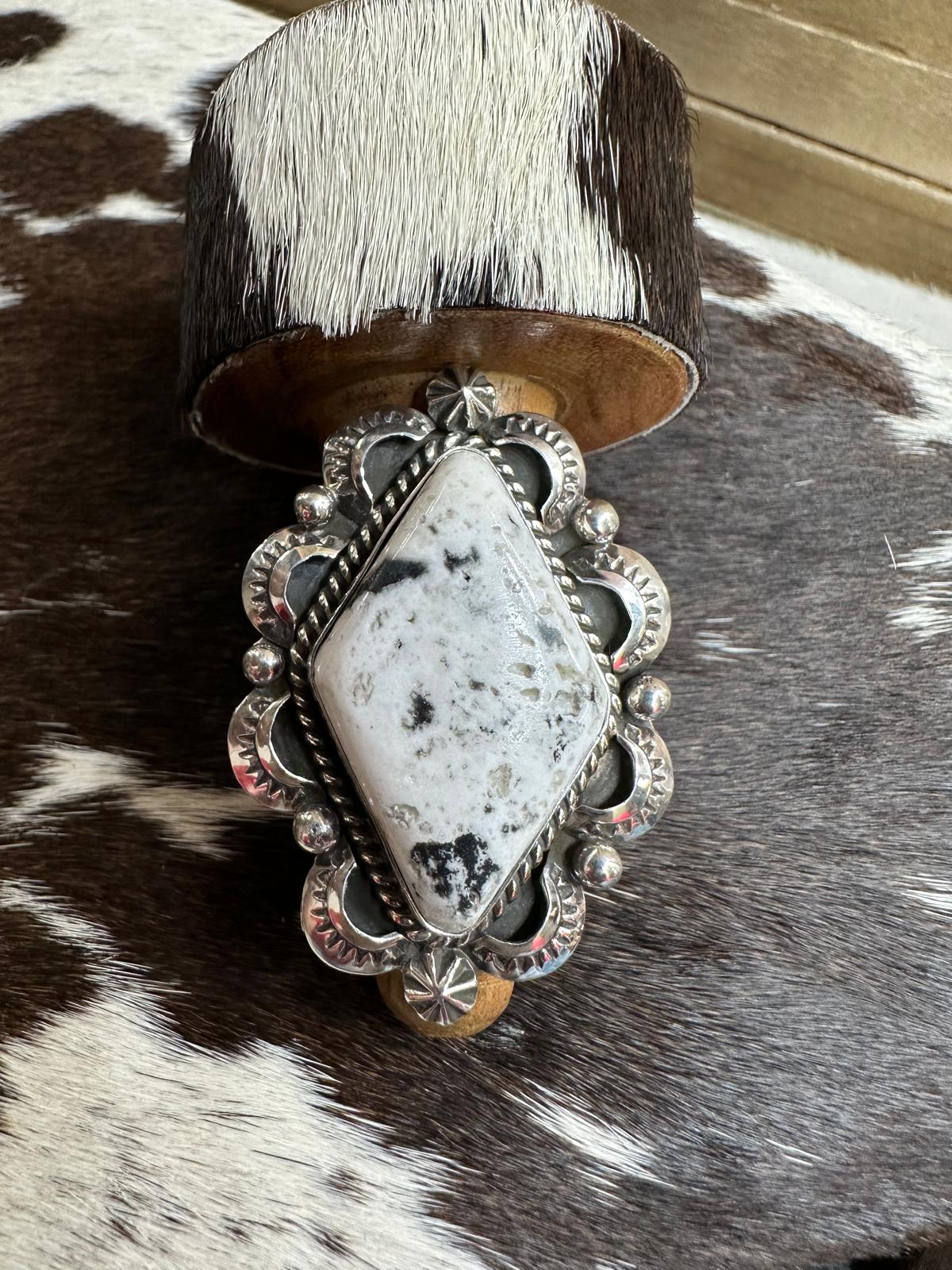 White Buffalo Diamond Shape Ring *Native