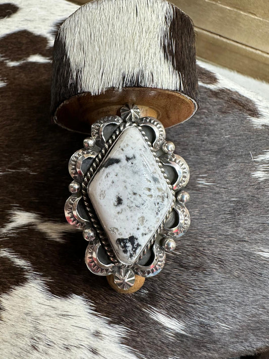 White Buffalo Diamond Shape Ring *Native