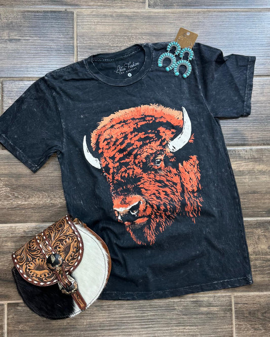 Bison Acid Wash Tee