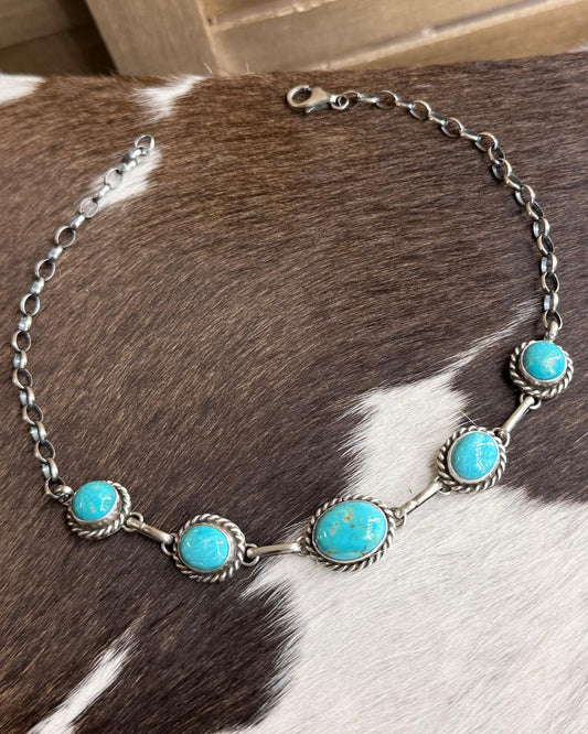 Kingman Turquoise 5 Stone Choker *Native
