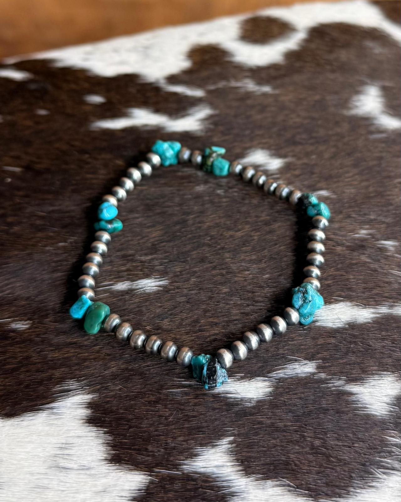 Blue Turquoise 4mm Pearl Stretch Bracelet