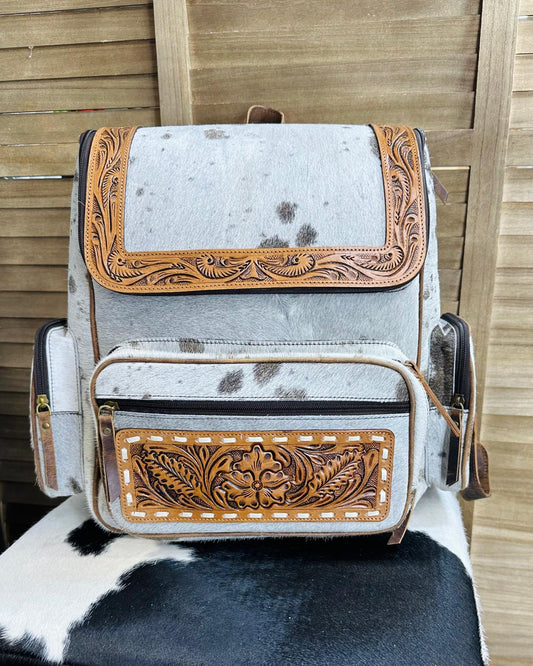 Cowhide Large Tooled Backpack