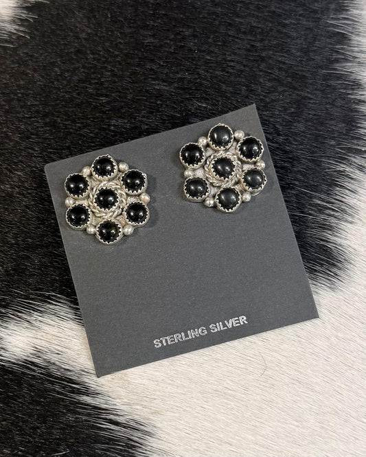 Maxine Ramirez Black Onyx Cluster Earrings *Native