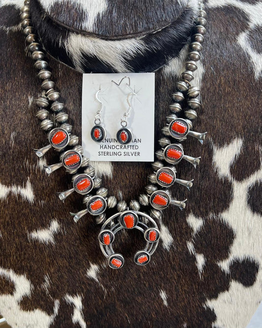 Coral Squash Blossom Statement Set *Native