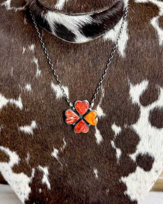 18" Red Spiny Clover Stone Necklace *Native