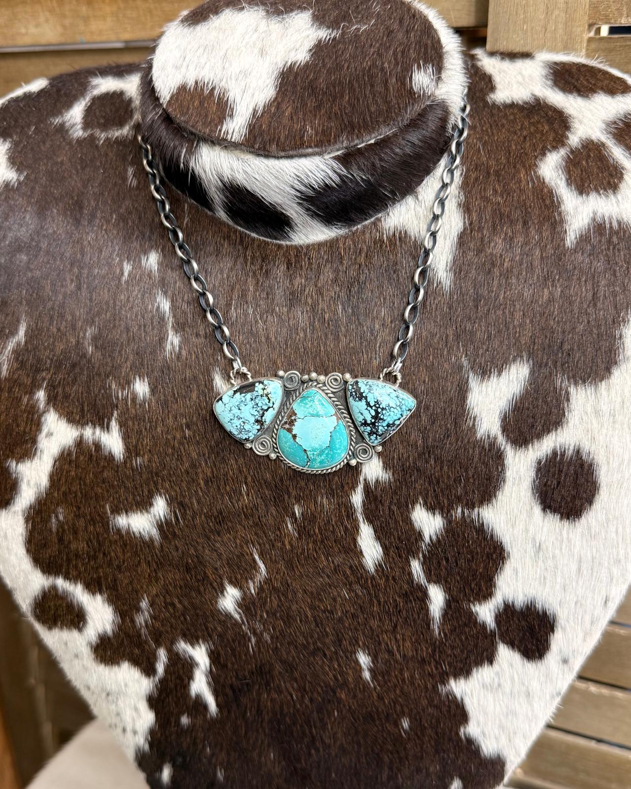 16" Robert Yellow Horse 3 Stone Necklace *Native